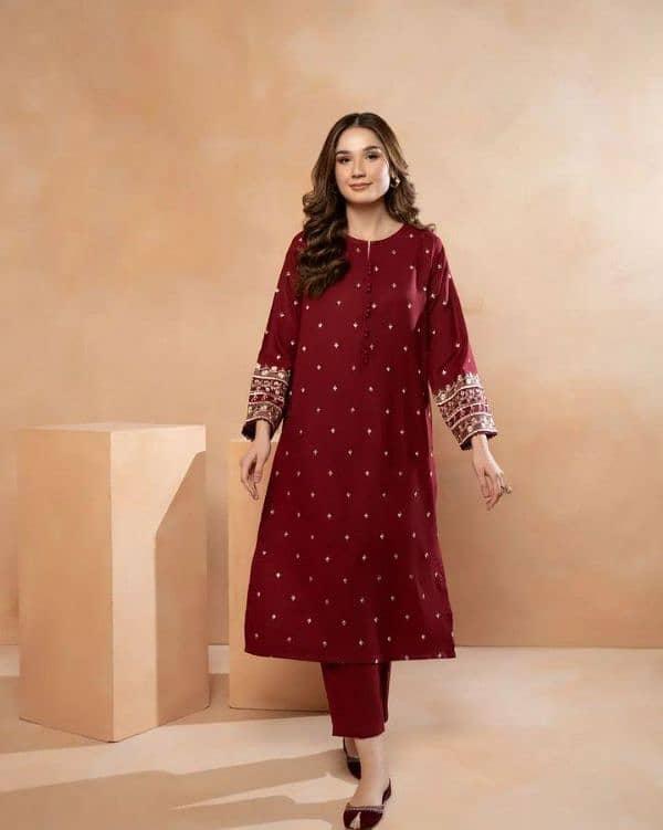 stylish women's stitched shirt and trouser set_Embroidered Design. 1