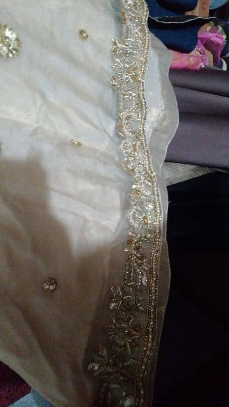 Dull gold boutique frock with sharara and organza dopatta 3