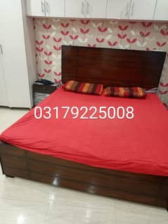 king size bed with 2 side tables and mattress