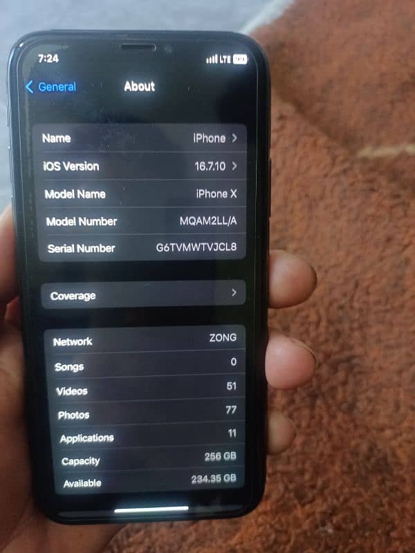 iphone x LLA model pta approved 256 gb 5