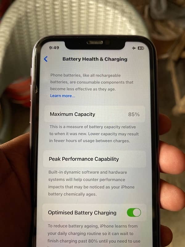 iPhone 11 64 GP battery health 85 10by 10 3