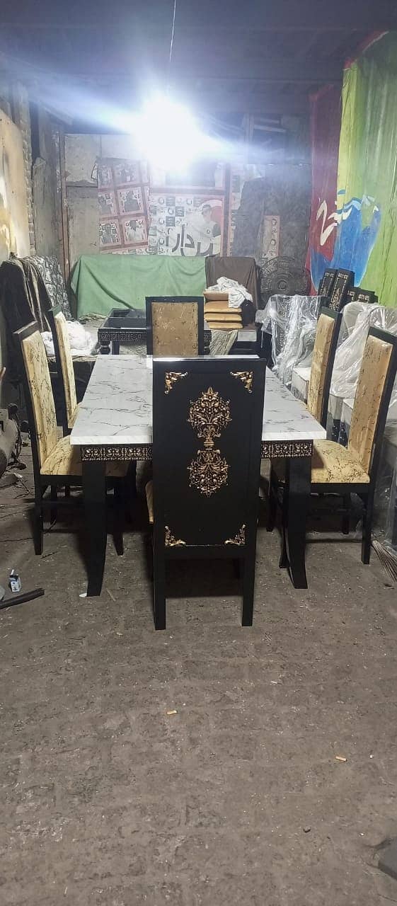 Dining Tables\6 chairs dining\8 seater dining table\wooden table sale 1