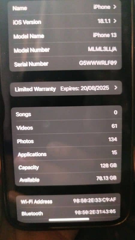 iphone 13 jv Apple Warranty 5