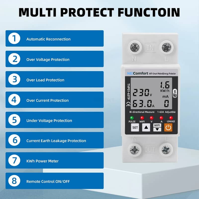 Smart Energy Saving wifi Breaker 63A with unit control system 4