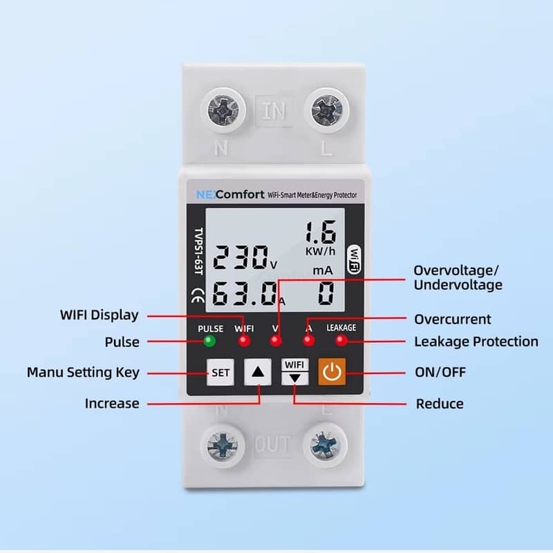 Smart Energy Saving wifi Breaker 63A with unit control system 8