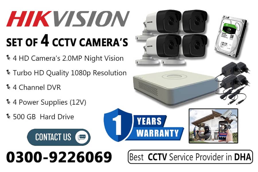 4 CCTV Cameras Set In DHA (HIK Vision) 0