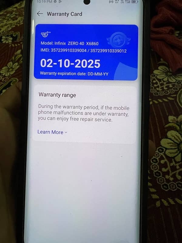 infinix zero 40 with 9months warranty just like box pack condition 10