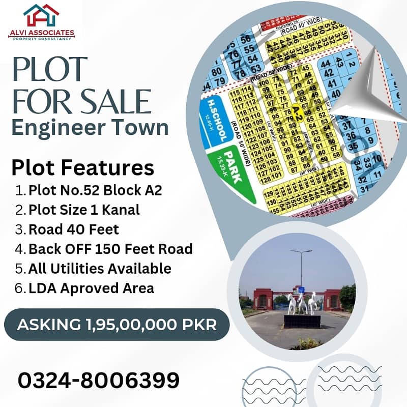 1 Kanal Plot For Sale In A2 Block Facing 2 Kanal Plots 0