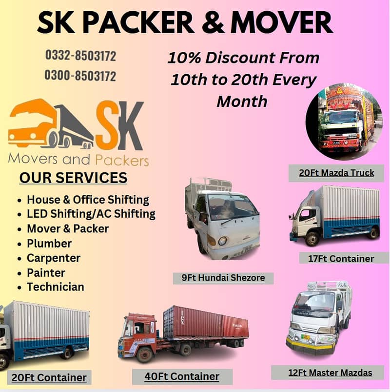 Goods transport movers packer house shifting mazda container shahzore 0