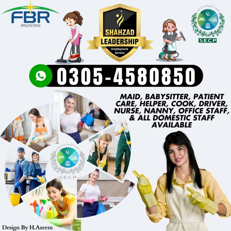 Baby Sitter , Maids , House Maid, Pakistani Cook, Couple, Driver, Chef 1