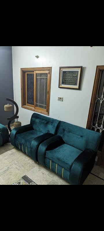 5 seater sofa set in bottle green velvet 3