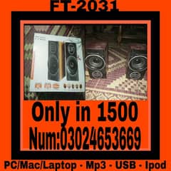 FT-2031 Speakers for PC/Mac/Laptop - USB - MP3 - Ipod - LED