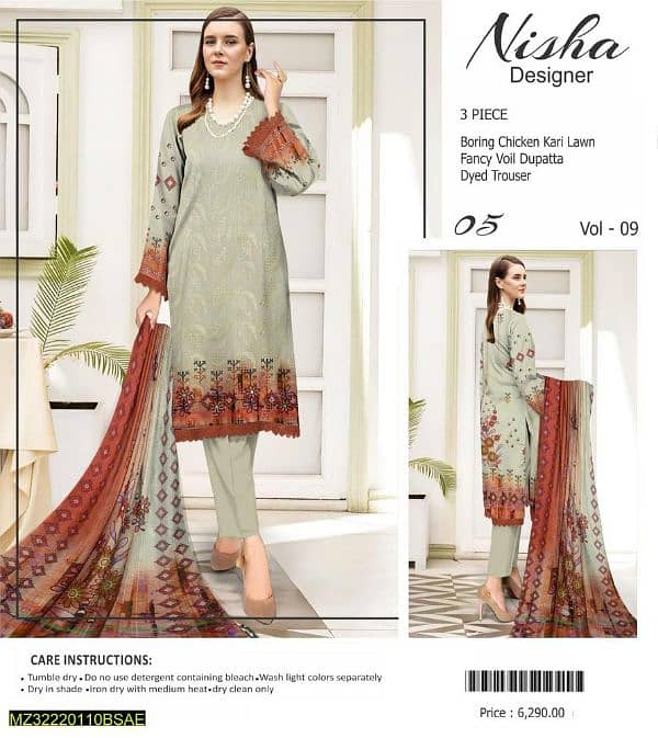 Fabric: Lawn •Pattern: Chikankari Embroidered 0