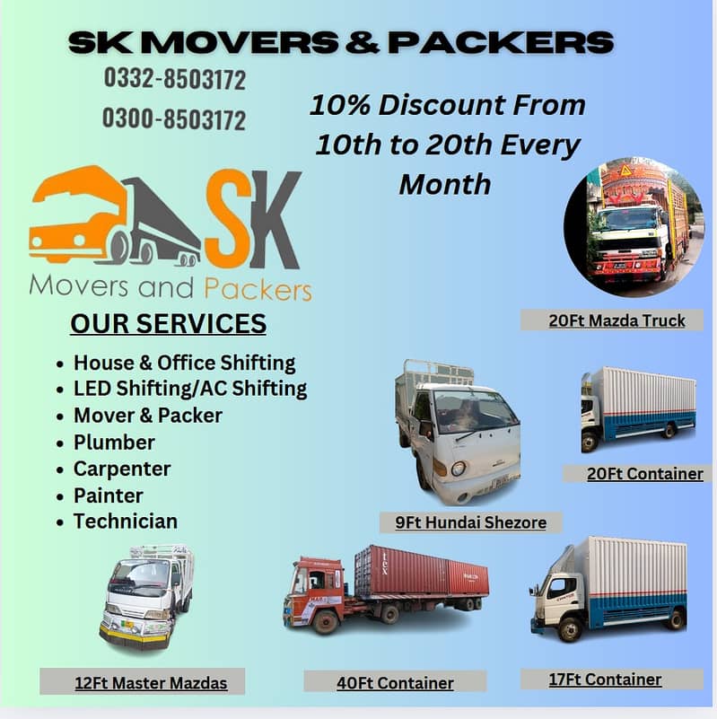 Movers Packers Services/home shifting/Shehzor Mazda/Good Transport 0