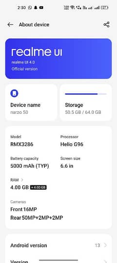 realme narzo 50 4gb 64gb