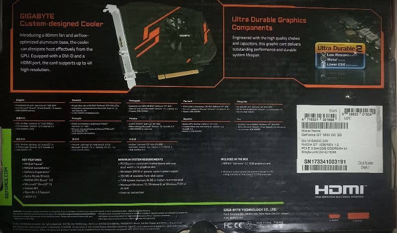 GeForce GT 1030 2GB DDR5 4