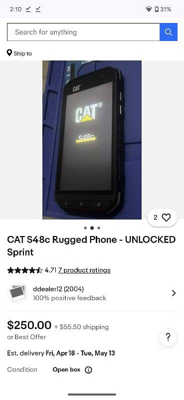 CAT S48C Rugged Phone PTA Approved 2