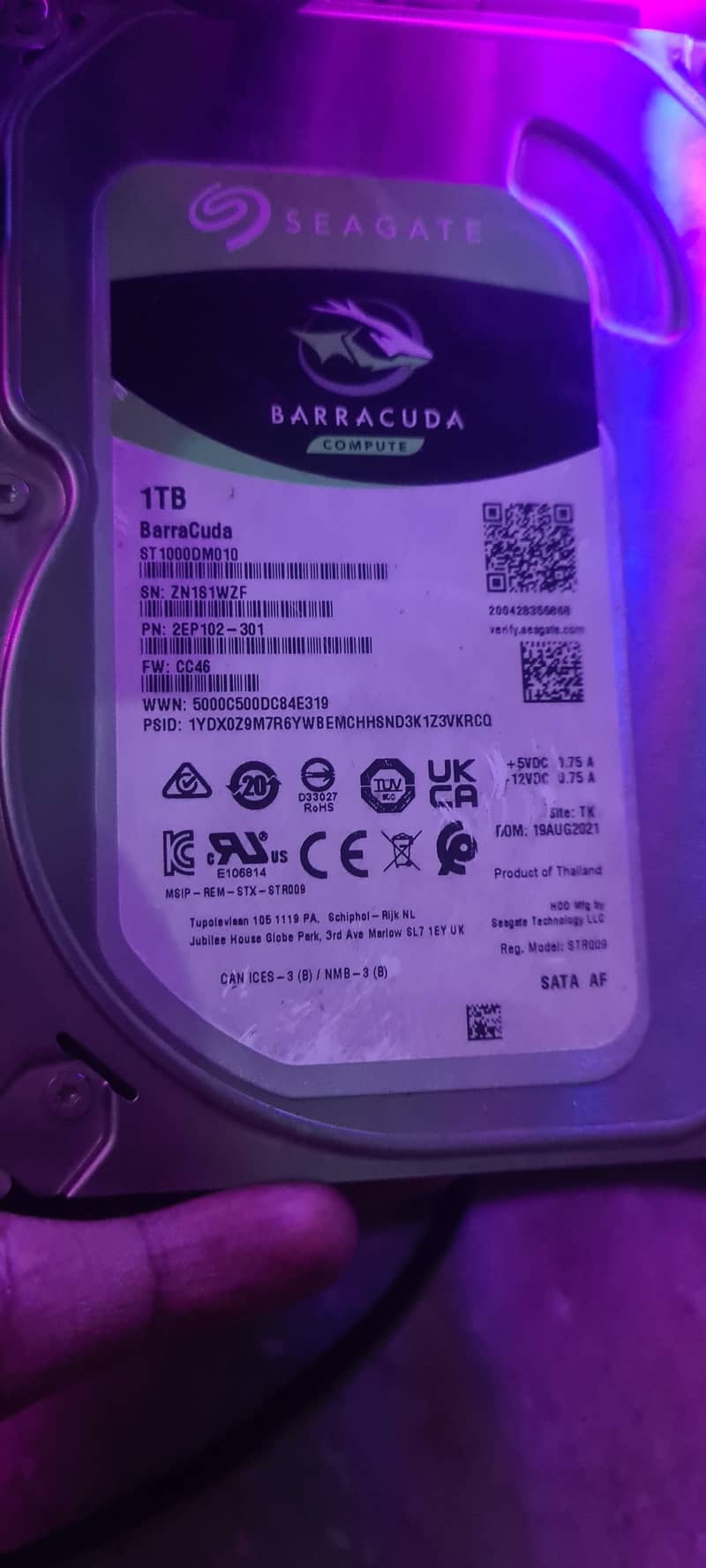 Seagate 1tb barcuda 2021 model 7200rpm 0