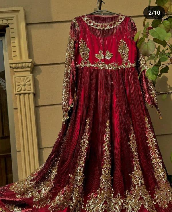 A beautiful mahroon maxi fully covered with sequence and sitara 1