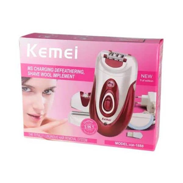 Kemei 3in1 professional Lady rechargeable epilator 0