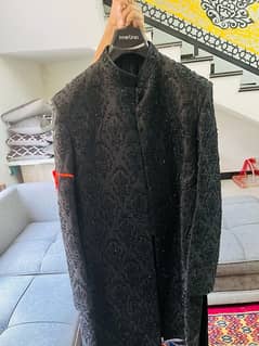 Designer Shan e Alam Black Sherwani Full set