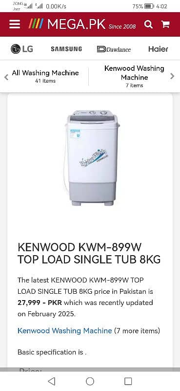 kenwood washing machine 8kg 3