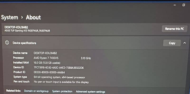 Asus Tuf A15 (AMD Ryzen 7 7435HS Processor) 5