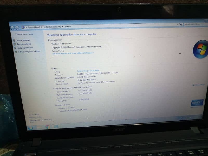 Acer laptop Core Ri3 6