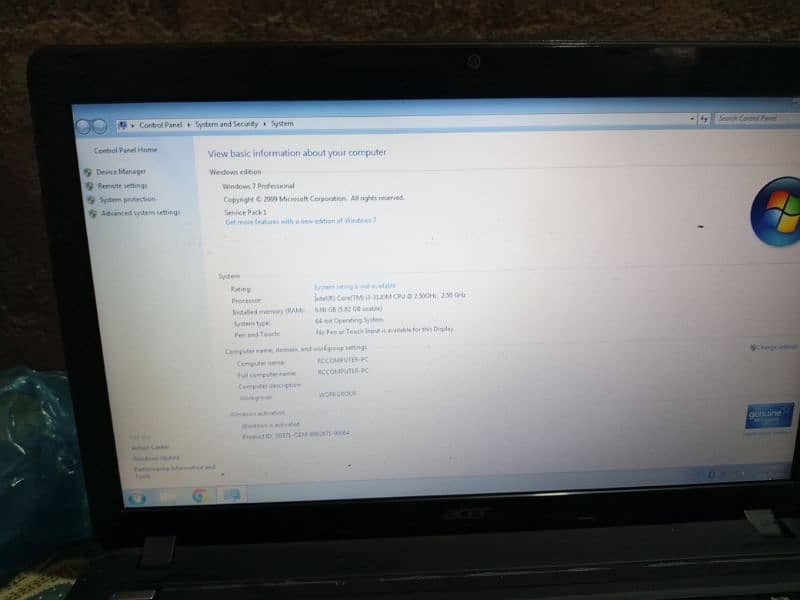 Acer laptop Core Ri3 7