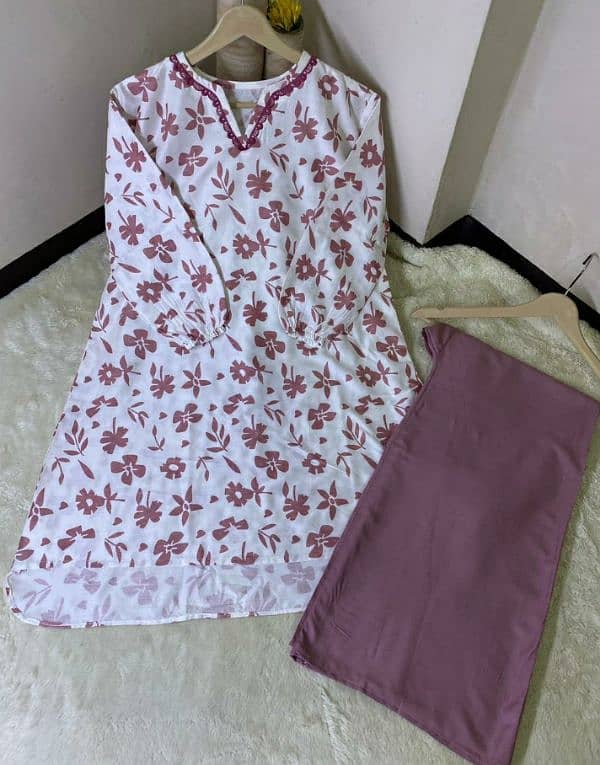 2pcs stylish printed linen suit for girls and women 5