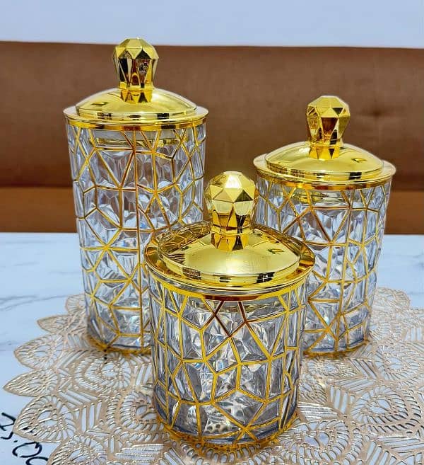 Transparent Acrylic Jars Arabian Style 3 Pcs Set 1