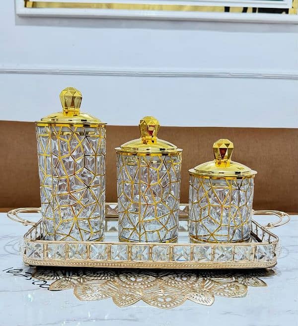 Transparent Acrylic Jars Arabian Style 3 Pcs Set 2