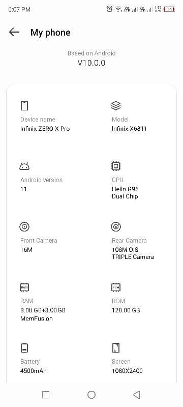 Infinix Zero X Pro, 10/9.5 3