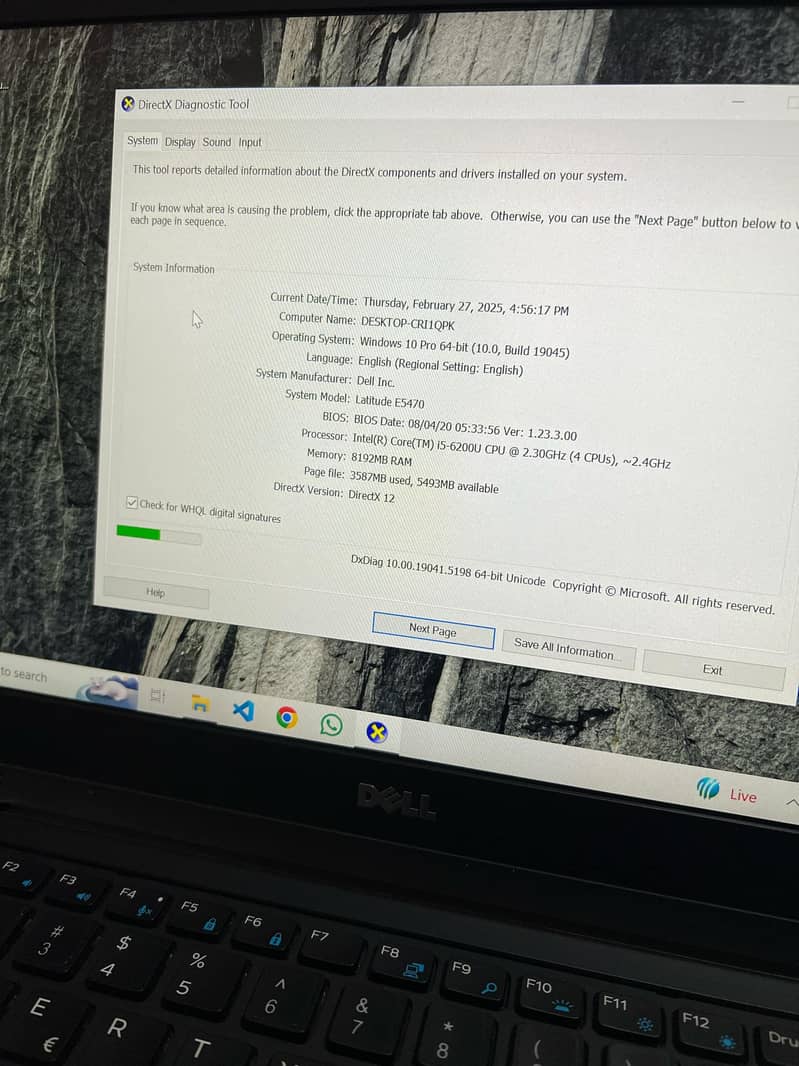 Dell E5470 8Gb ram 256SSD 3