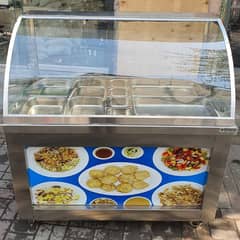 salad bar, fruit chart and dhey bhalla counter