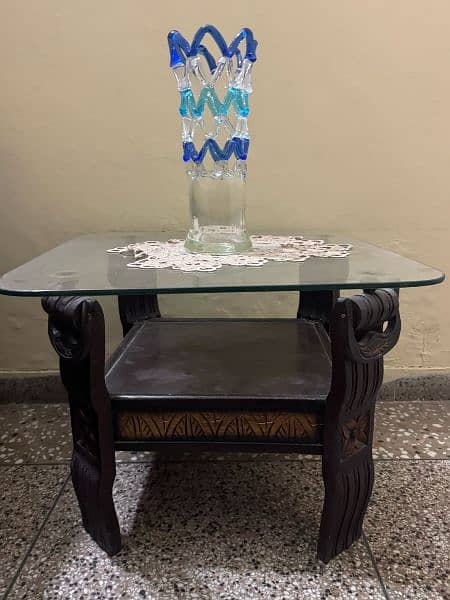 Wooden Centre Tables With Glass For Sale 5