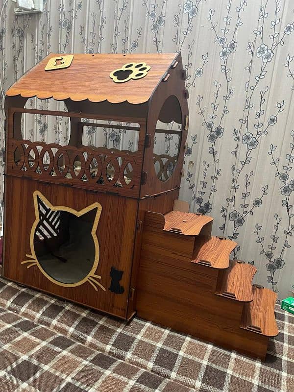 cat house wooden 0