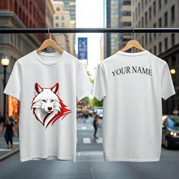 "White Sports T-Shirt with Wolf Print – Stylish Men's & Women' 0