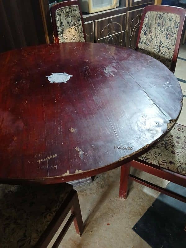 round table+6 chairs solid wood 2