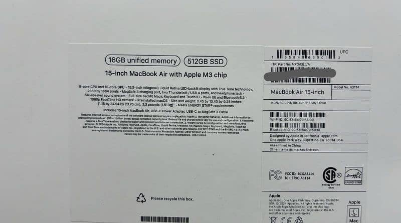 Macbook Air M3 16/512GB 0