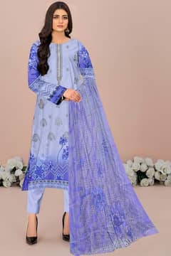 Elegant grey suit set with Embroidered lawn shirt -3 PCs