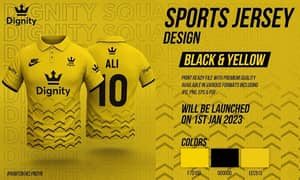 Dignity Black & Yellow Sports Jersey