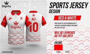 Dignity Red & White Sports Jersey