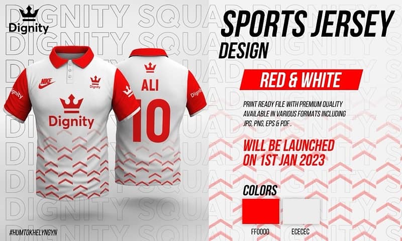 Dignity Red & White Sports Jersey 0