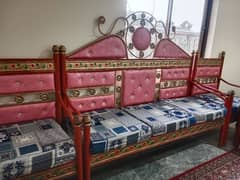 iron 5 seater sofa and double bed for sale