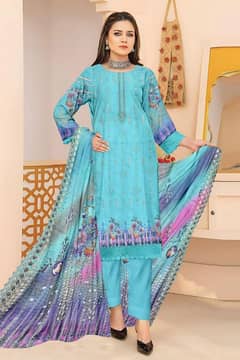 Elegant lawn suit with Digital Print & Embroidered -3 pcs