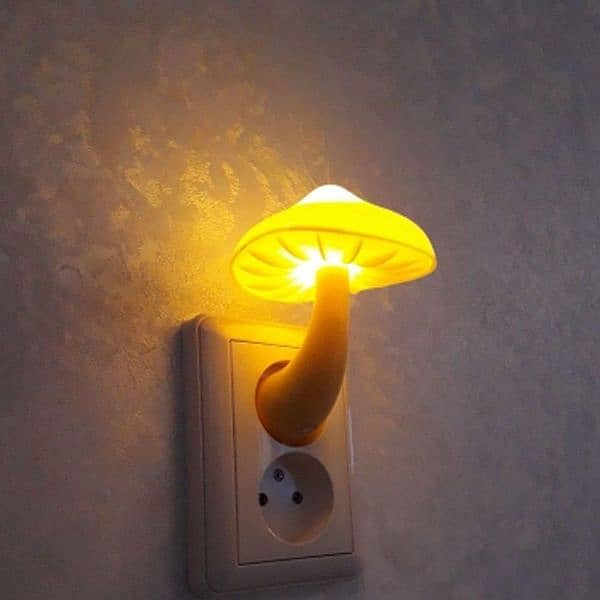 Led Night Light Mushroom Wall Socket Lamp Eu Us Plug Warm White 3