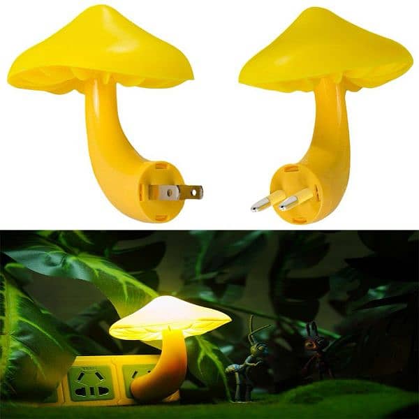 Led Night Light Mushroom Wall Socket Lamp Eu Us Plug Warm White 4