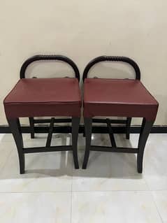 Pair of Wooden Stools / Coffe chairs with Cushioned Seats – For Sale