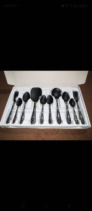 29 pcs 6 Person serving black matte cutlery set 0